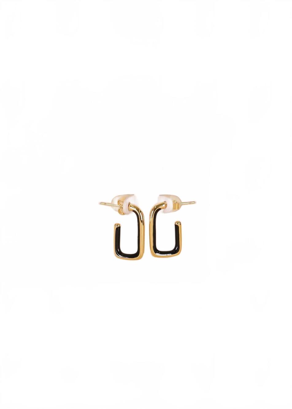 NEW JAXKELLY women's enamel large rectangle hoop earrings in black/gold